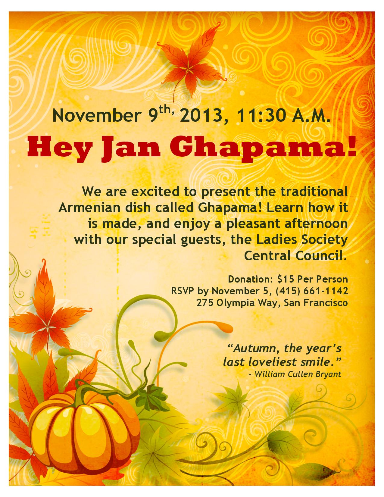Hey Jan Ghapama - Ladies Luncheon | St. John Armenian Apostolic Church